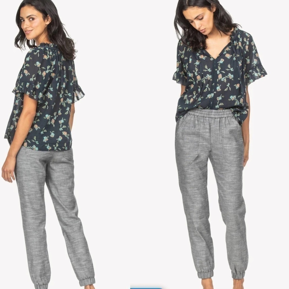 Cotton blend joggers in denim/heather blue